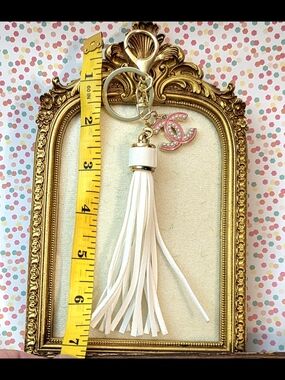 ✨ Handmade Upcycled Chanel Charm Keychain – One of a Kind Tassel Accessory ✨
